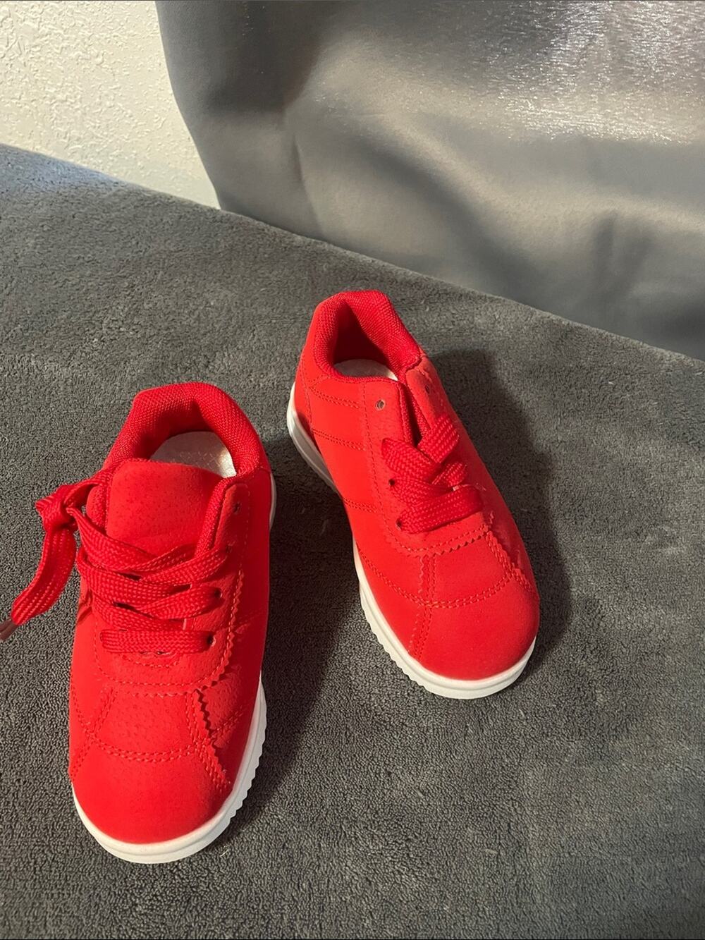 Kids Bright Red Lace-Up Sneakers - Everyday Play Shoes NWOT Toddler 8.5